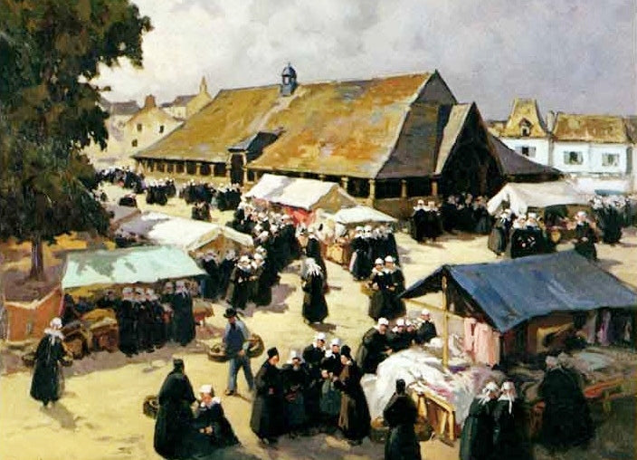 Jour de marche au Faouët, vintage artwork by Henri Alphonse Barnoin, 12x8" (A4) Poster