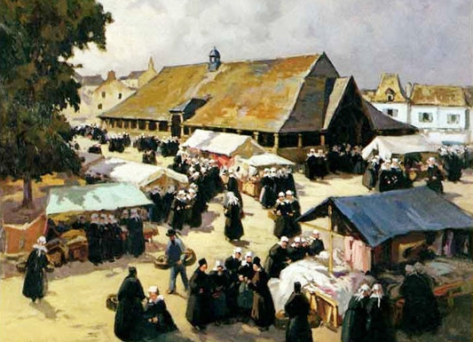Jour de marche au Faouët, vintage artwork by Henri Alphonse Barnoin, 12x8" (A4) Poster
