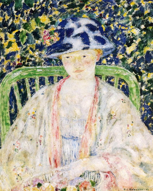 The Green Chair, vintage artwork by Frederick Carl Frieseke, 12x8" (A4) Poster