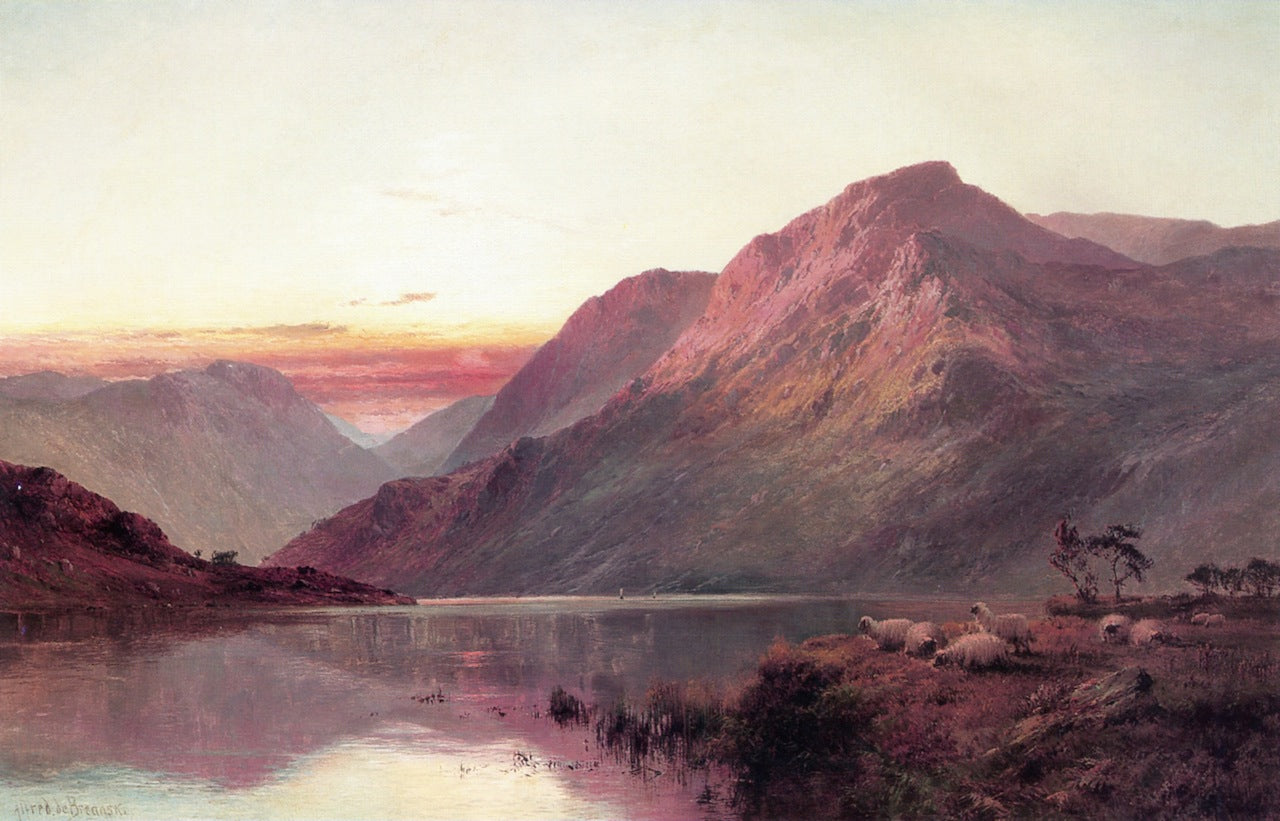 The Repose of Evening, Loch Lomond, vintage artwork by Alfred de Breanski, Sr., 12x8" (A4) Poster