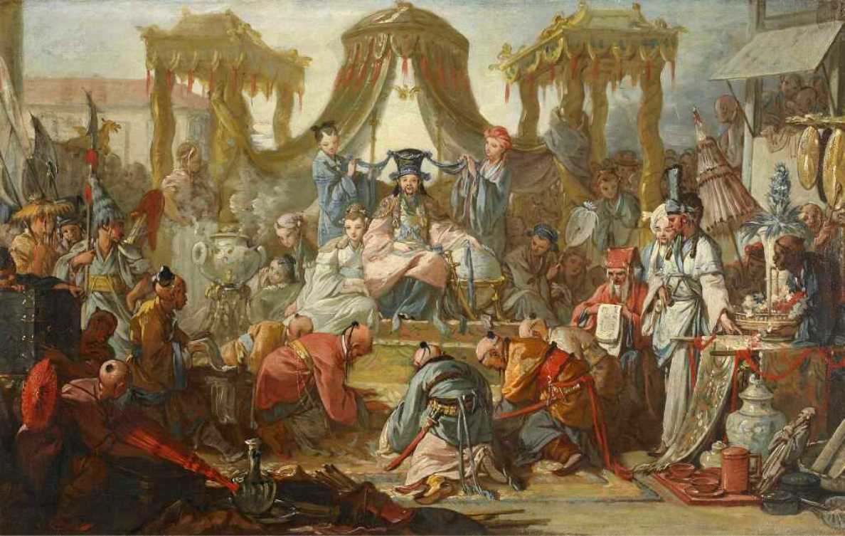 The Audience of the Chinese Emperor, vintage artwork by François Boucher, 12x8" (A4) Poster