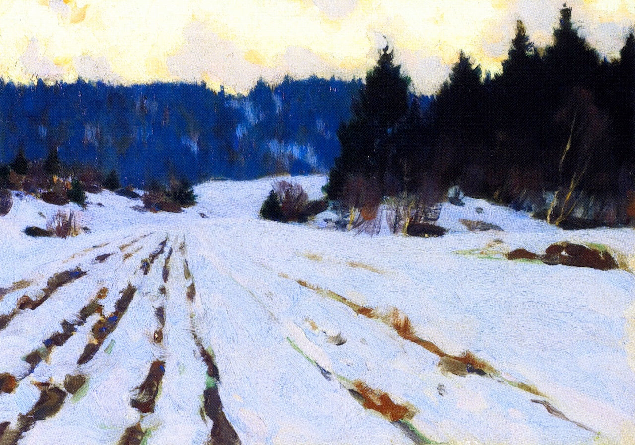 Furrows on the Snow, vintage artwork by Clarence Gagnon, 12x8" (A4) Poster