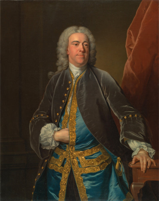 Portrait of the Rt. Honorable Stephen Poyntz, of Midgeham, Berkshire, vintage artwork by Jean-Baptiste Van Loo, 12x8" (A4) Poster