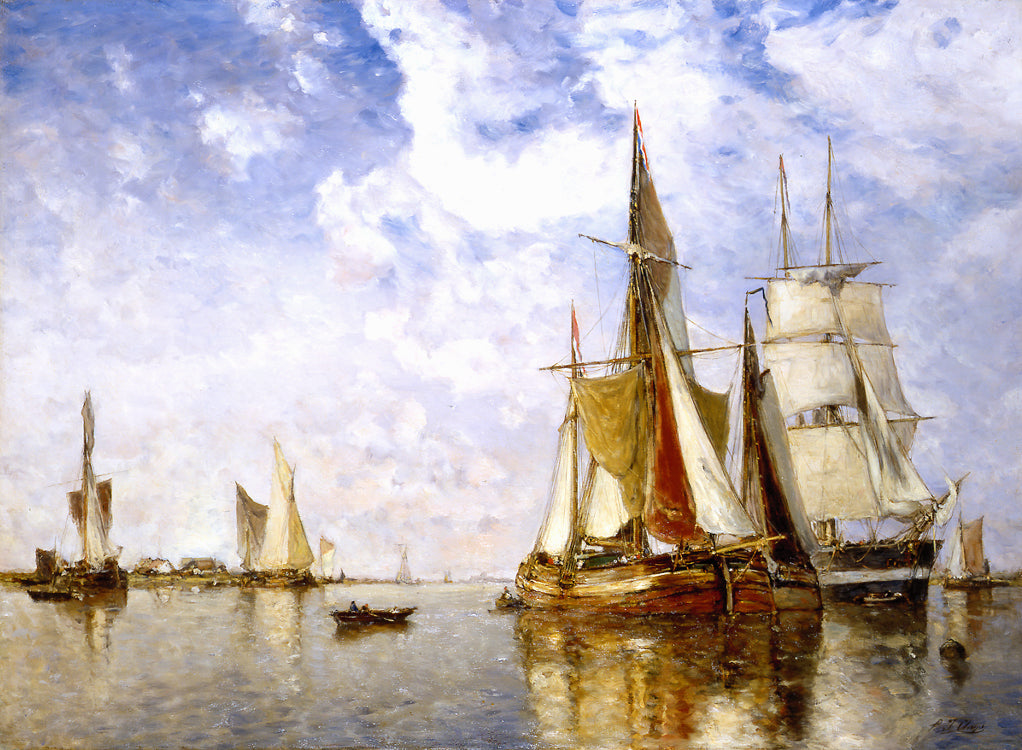 Shipping on the Scheldt, vintage artwork by Paul Jean Clays, A3 (16x12") Poster Print