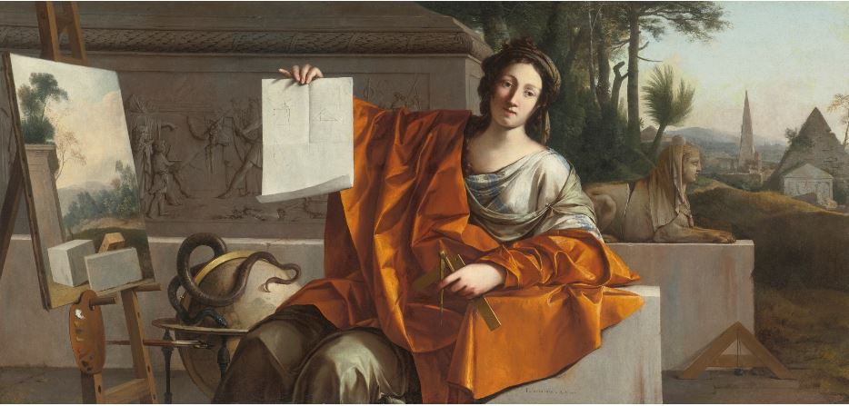 Allegory of Geometry, vintage artwork by Laurent de La Hyre, 12x8" (A4) Poster
