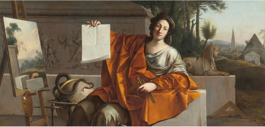 Allegory of Geometry, vintage artwork by Laurent de La Hyre, 12x8" (A4) Poster