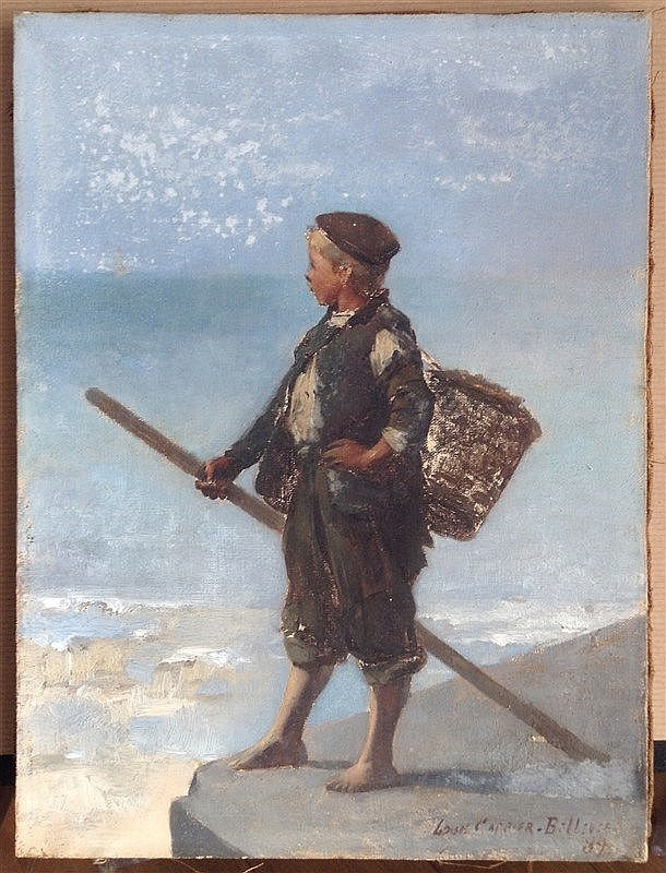 Le petit pêcheur, vintage artwork by Louis-Robert Carrier-Belleuse, 12x8" (A4) Poster
