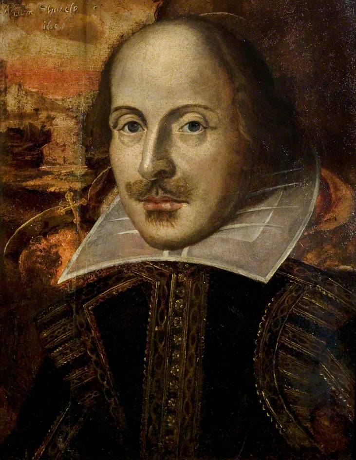 The Flower Portrait of William Shakespeare (1564-1616), vintage artwork by British School 19th Century - Unknown, A3 (16x12") Poster Print