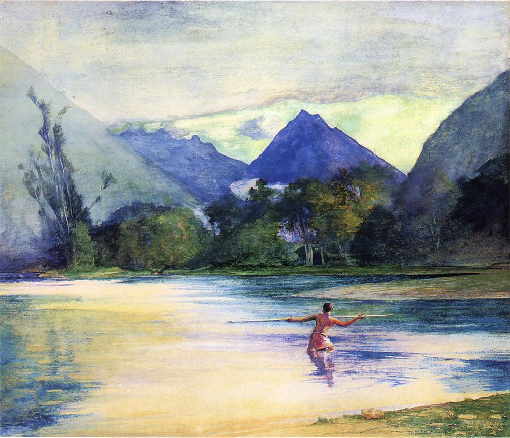Entrance to the Vai-Te-Piha River, Cook's Anchorage, vintage artwork by John La Farge, 12x8" (A4) Poster