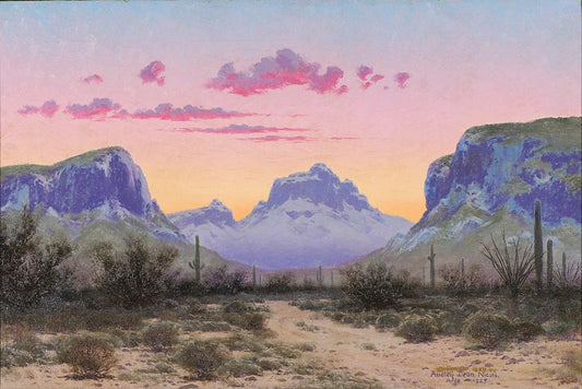 Arizona Landscape, vintage artwork by Audley Dean Nichols, 12x8" (A4) Poster