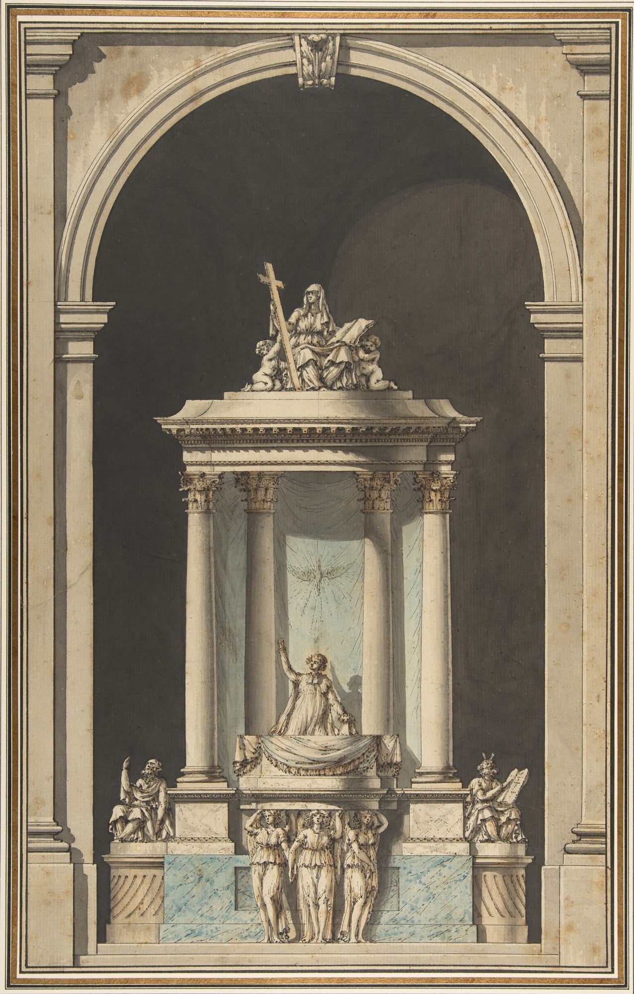 Design for a Pulpit, vintage artwork by Louis-Gustave Taraval, 12x8" (A4) Poster