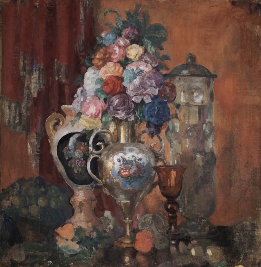 Vases and Flowers, vintage artwork by Nikolai Sapunov, 12x8" (A4) Poster