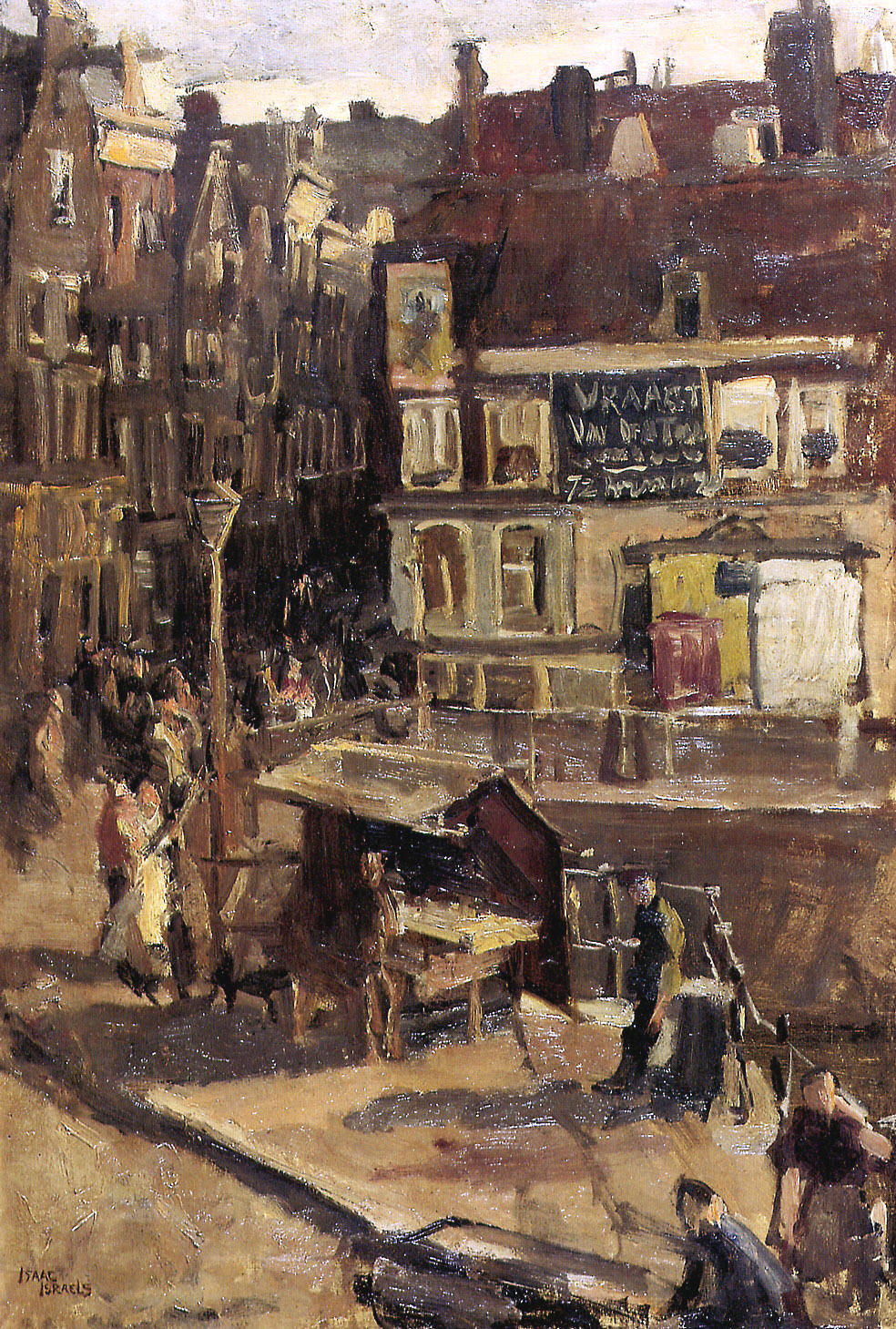 Bridge over a Canal. Sunshine, vintage artwork by Isaac Israels, 12x8" (A4) Poster