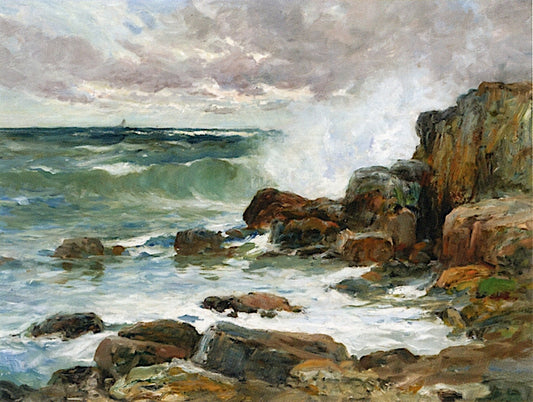 Breakers at Bass Rocks, Gloucester Mass., vintage artwork by Charles Paul Gruppe, 12x8" (A4) Poster
