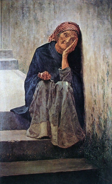 Beggar (study), vintage artwork by Jose Ferraz de Almeida Junior, 12x8" (A4) Poster