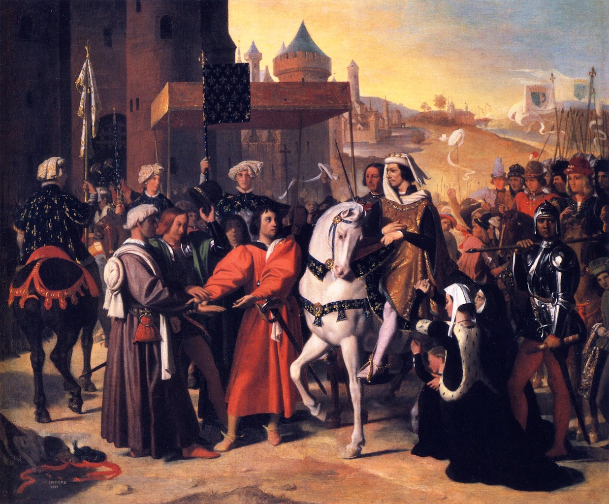 The Entry into Paris of the Dauphin, Future Charles V, vintage artwork by Jean-Auguste-Dominique Ingres, 12x8" (A4) Poster
