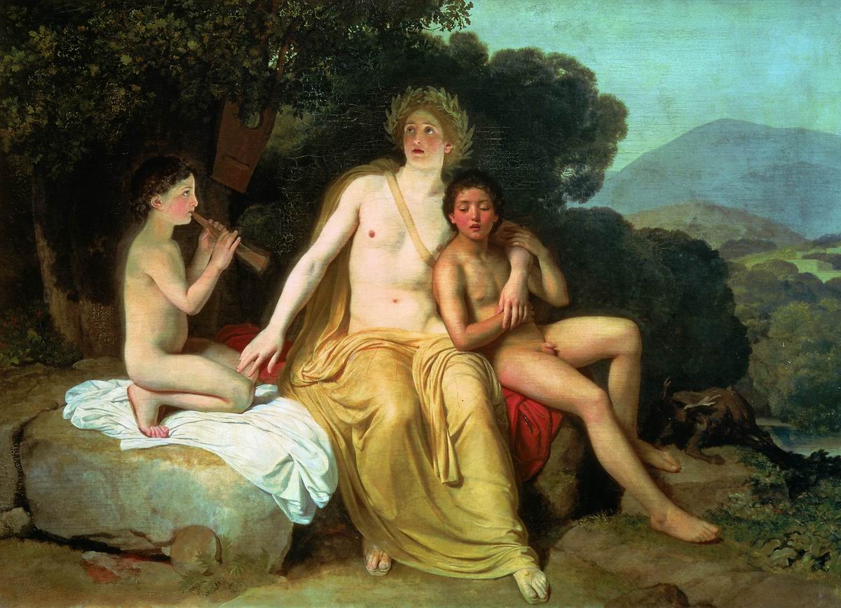 Apollo, Hyacinth and Cyparissus Making Music, vintage artwork by Alexander Ivanov, A3 (16x12") Poster Print