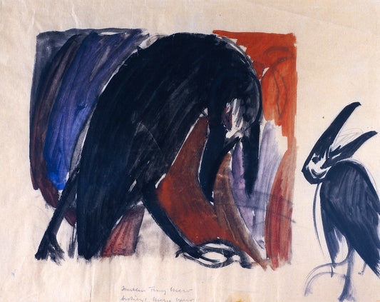 Black Birds, vintage artwork by Franz Marc, 12x8" (A4) Poster