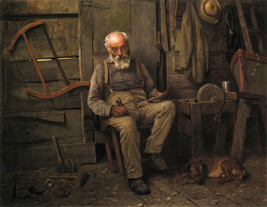 The Boat Builder, vintage artwork by John George Brown, 12x8" (A4) Poster