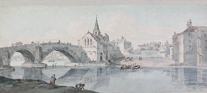 Old Ouse Bridge, vintage artwork by Thomas Girtin, 12x8" (A4) Poster