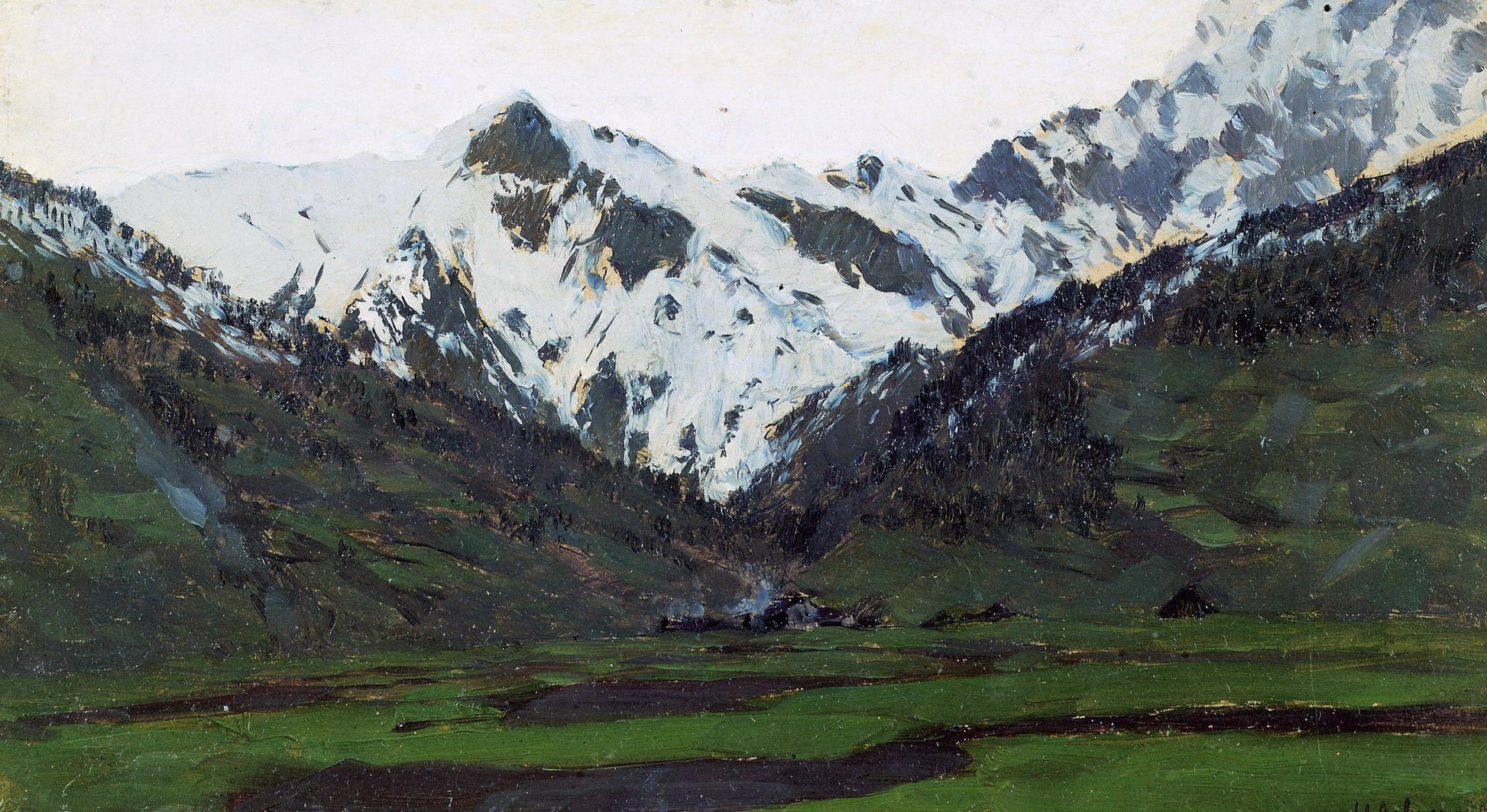 The Alps in Spring, vintage artwork by Isaak Levitan, 12x8" (A4) Poster
