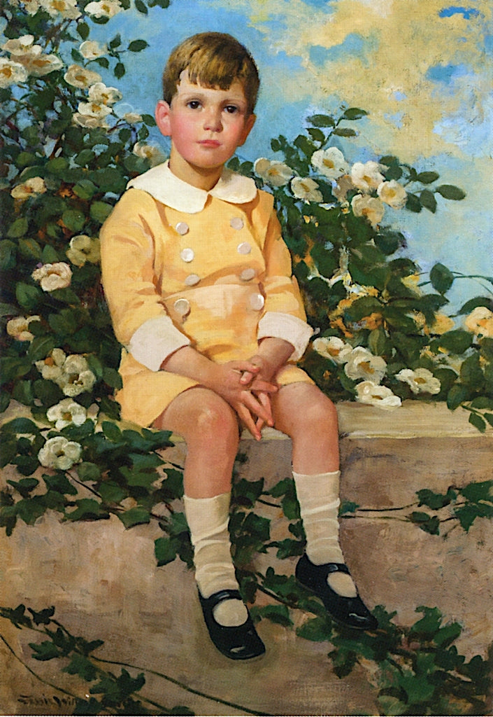 Young Boy Sitting on a Garden Wall by Jessie Willcox Smith,A3(16x12")Poster