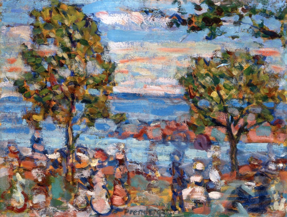 Beach Scene with Two Trees by Maurice Prendergast,A3(16x12")Poster
