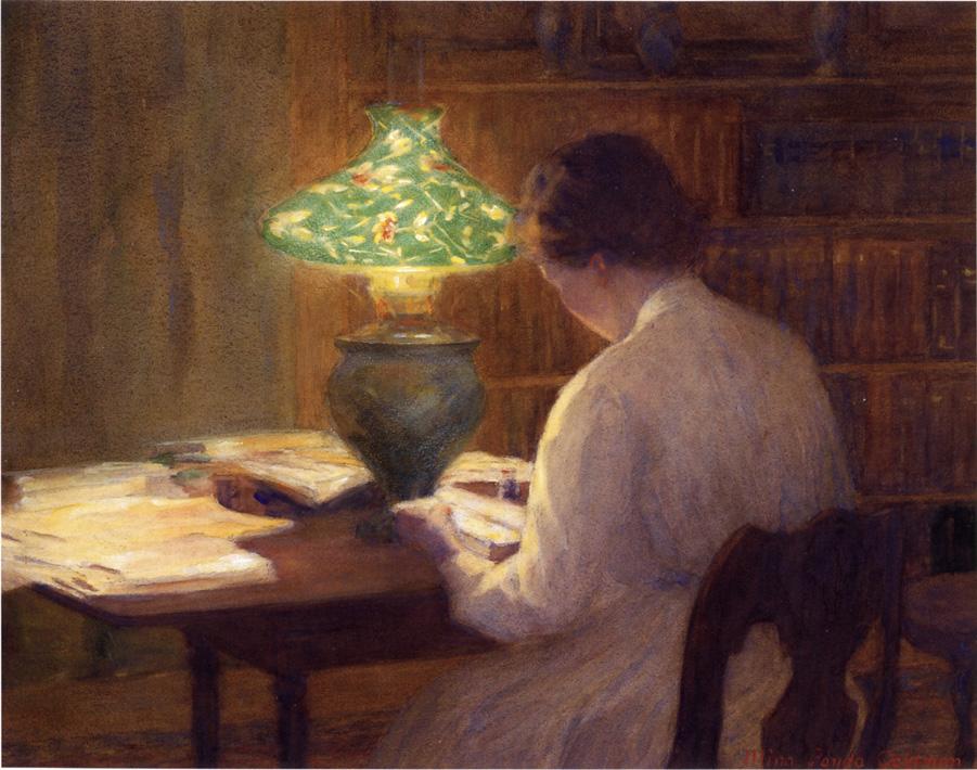 The Evening Lamp by Mina Fonda Ochtman,A3(16x12")Poster