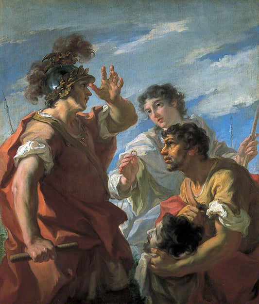 Caesar Before Alexandria, vintage artwork by Giovanni Antonio Pellegrini, 12x8" (A4) Poster