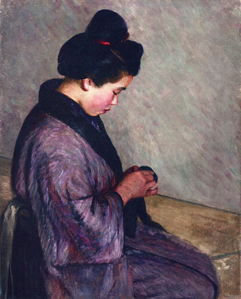 Japanese Lady Sewing, vintage artwork by Lilla Cabot Perry, 12x8" (A4) Poster