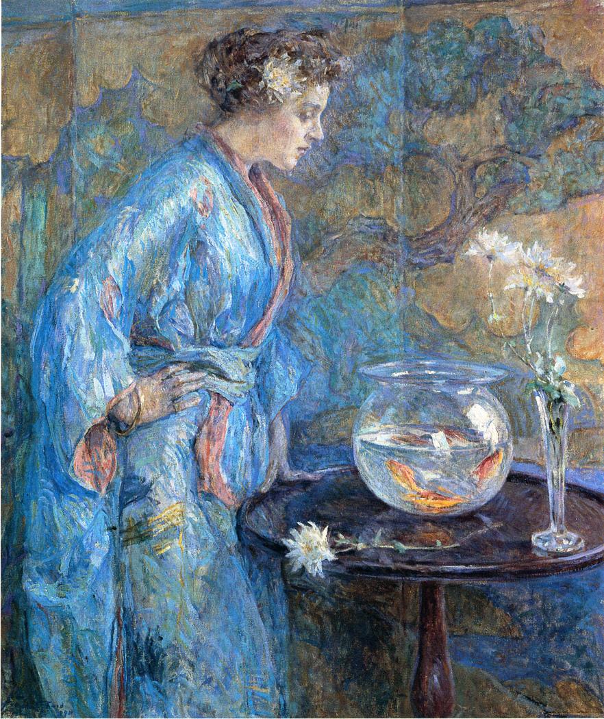 Girl in Blue Kimono by Robert Lewis Reid,A3(16x12")Poster