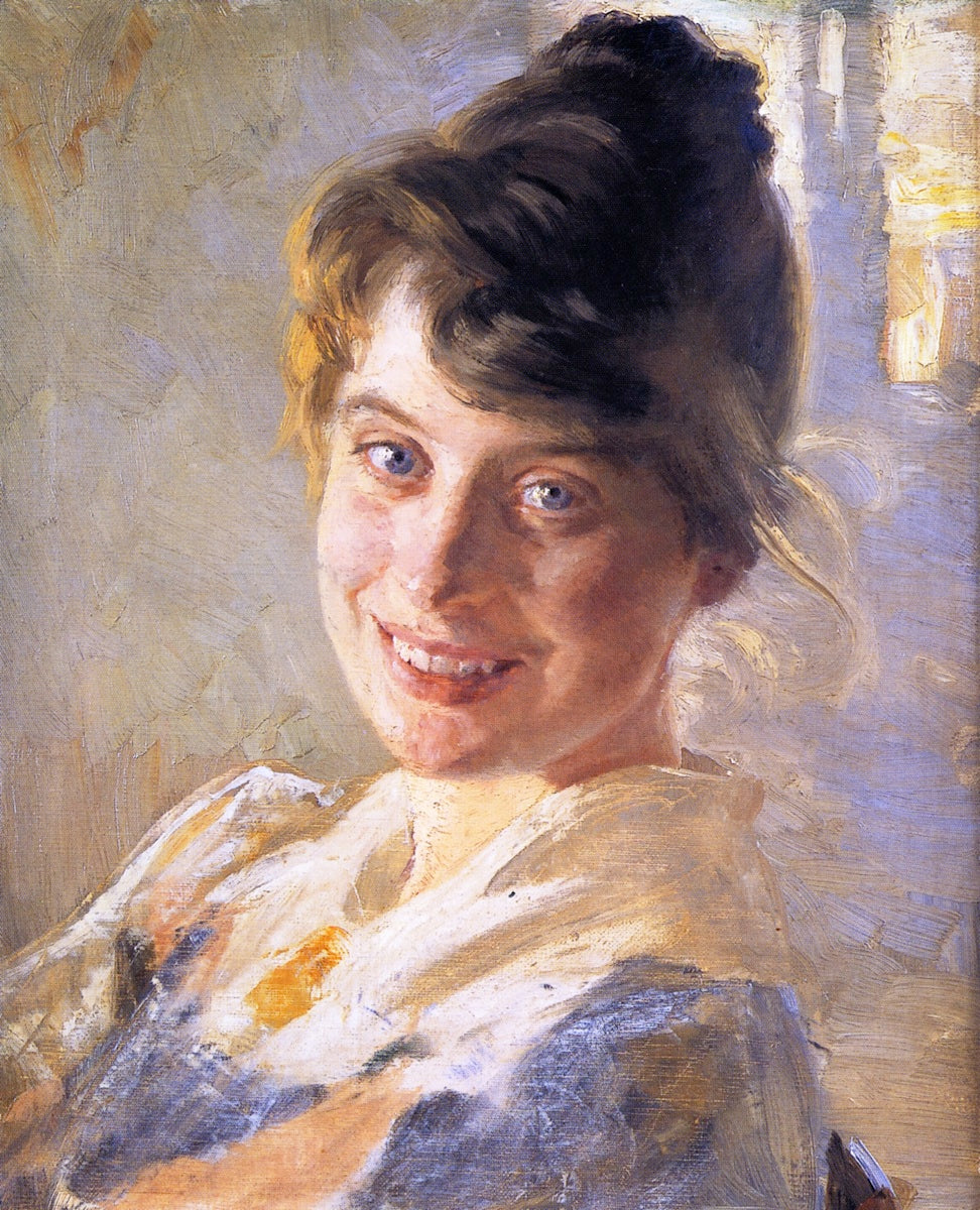 Portrait of the Artist's Wife Marie, vintage artwork by Peder Severin Kroyer, 12x8" (A4) Poster