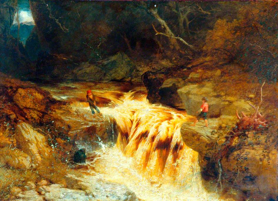 The Salmon Leap, vintage artwork by James Baker Pyne, A3 (16x12") Poster Print