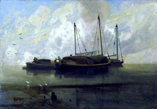 Boats at Anchor on Breydon Water, vintage artwork by John Sell Cotman, 12x8" (A4) Poster