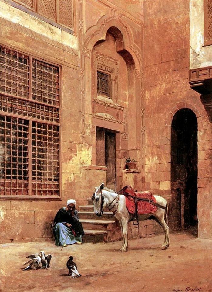 An Arabian Courtyard by Eugene-Alexis Girardet,A3(16x12")Poster