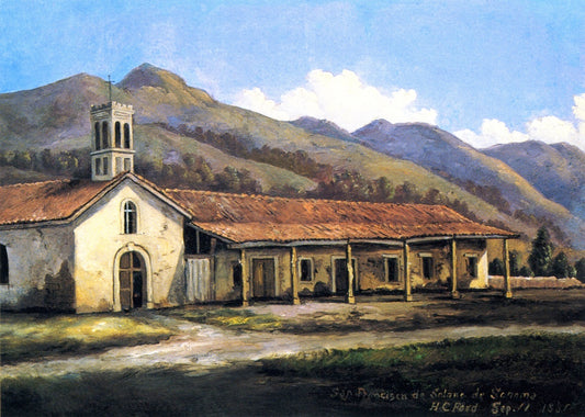 San Francisco de Asís, Sonoma, vintage artwork by Henry Chapman Ford, 12x8" (A4) Poster