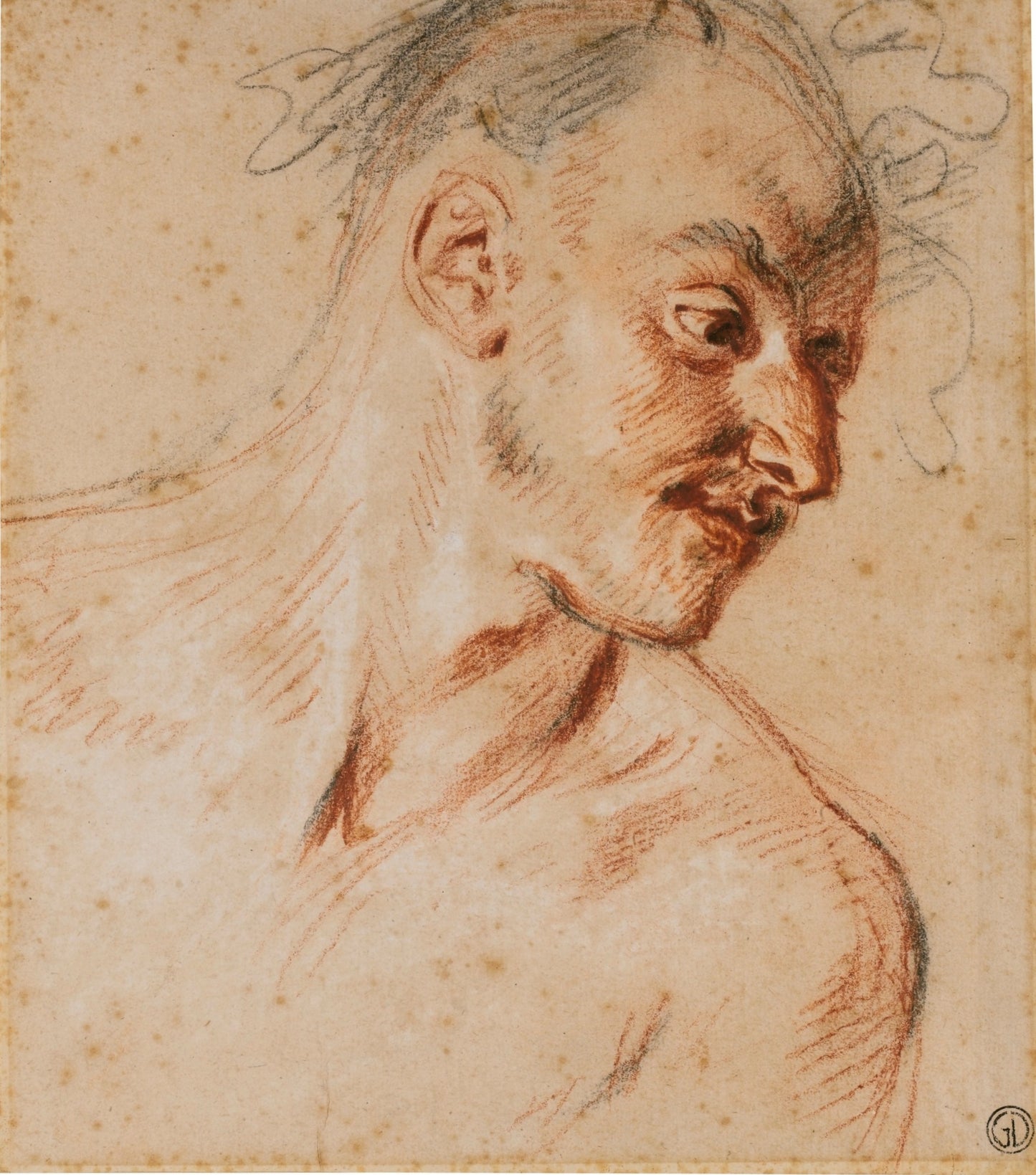 Study of a Faun, vintage artwork by Jean-Antoine Watteau, 12x8" (A4) Poster