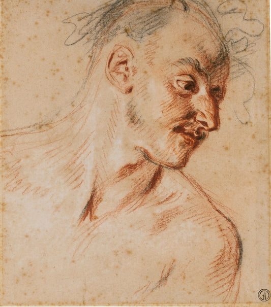 Study of a Faun, vintage artwork by Jean-Antoine Watteau, 12x8" (A4) Poster