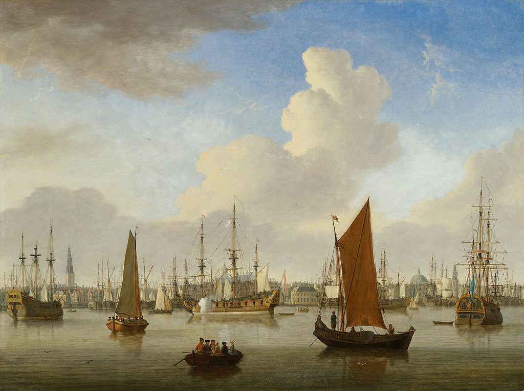 View of the IJ and Amsterdam, vintage artwork by Jan ten Compe, 12x8" (A4) Poster
