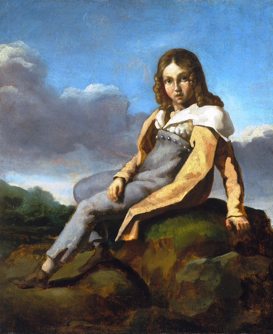 Portrait of Alfred de Dreux as a Child, vintage artwork by Theodore Gericault, 12x8" (A4) Poster