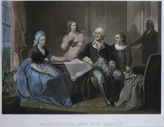 Washington and His Family, vintage artwork by Christian Schussele, 12x8" (A4) Poster