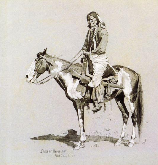Commanche on Horseback, vintage artwork by Frederic Remington, 12x8" (A4) Poster
