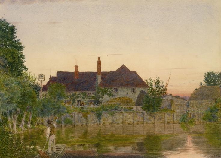 White Swan Inn at Pangbourne, vintage artwork by George Price Boyce, R.W.S., 12x8" (A4) Poster