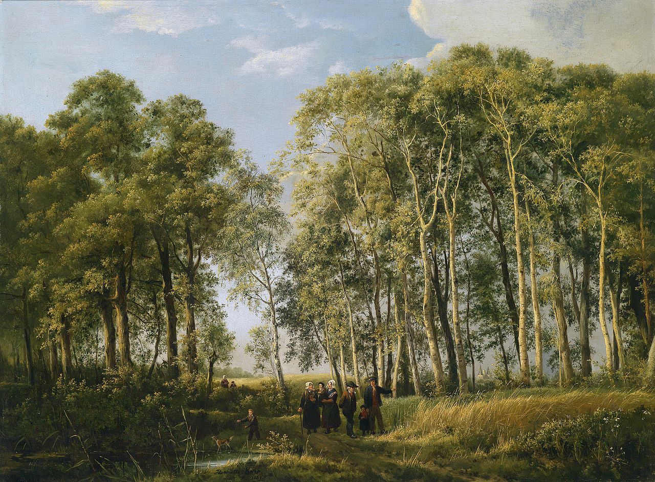 Forest Landscape with Figures, vintage artwork by Henriette Geertruida Knip, 12x8" (A4) Poster