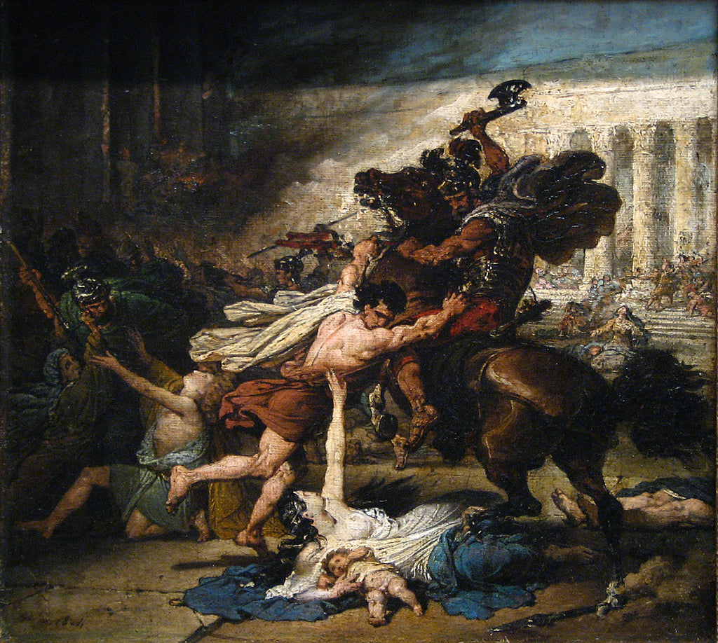 The Sack of Jerusalem by  the Romans, vintage artwork by François Joseph Heim, 12x8" (A4) Poster