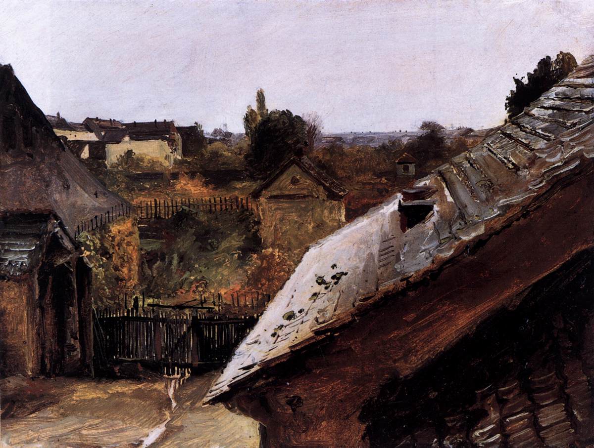 View of Rooftops and Gardens, vintage artwork by Carl Blechen, A3 (16x12") Poster Print