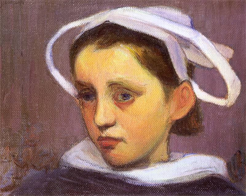 Head of a Breton Woman from Quimperle, vintage artwork by Wladyslaw Slewinski, 12x8" (A4) Poster