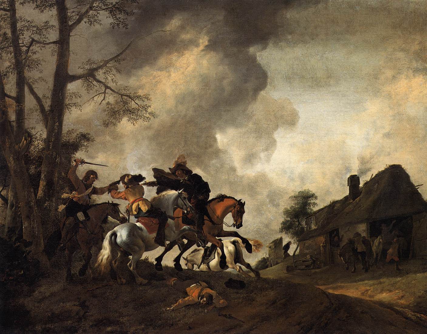 Battle on Horseback, vintage artwork by Philips Wouwerman, 12x8" (A4) Poster