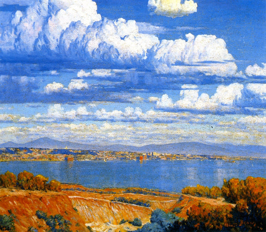 Bay and City of San Diego, vintage artwork by Maurice Braun, 12x8" (A4) Poster