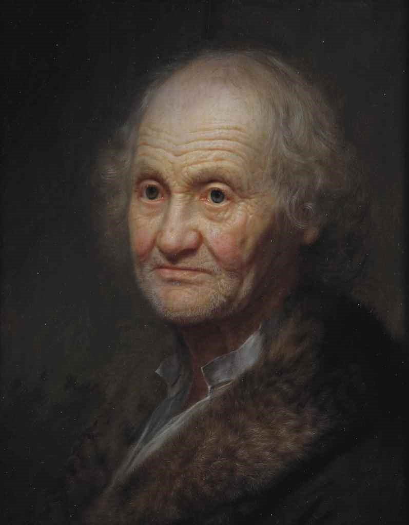 Portrait of an Old Man in a Fur-Trimmed Coat, vintage artwork by Balthasar Denner, 12x8" (A4) Poster